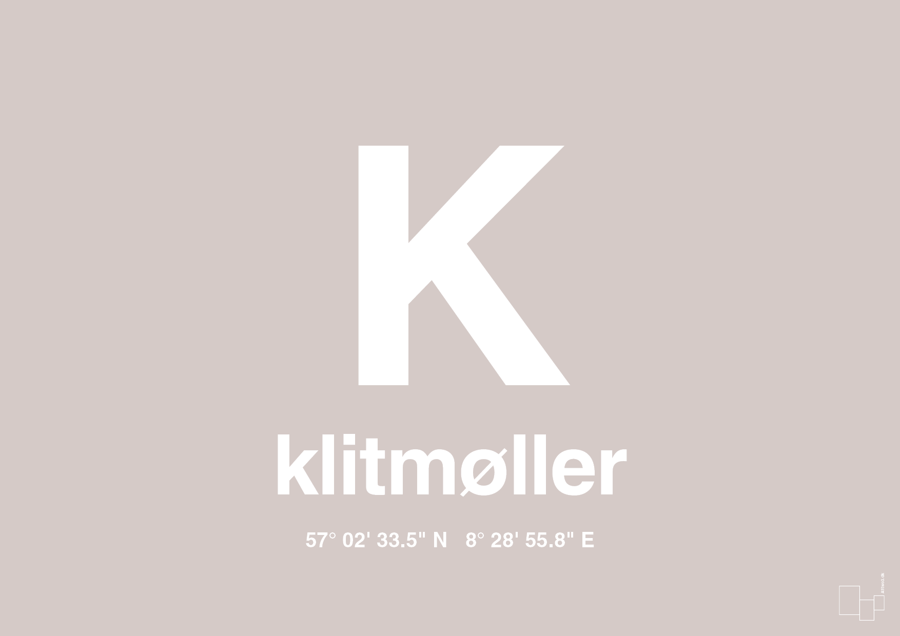 plakat: byplakat klitmøller med koordinater - broken beige-Byer-A1two3