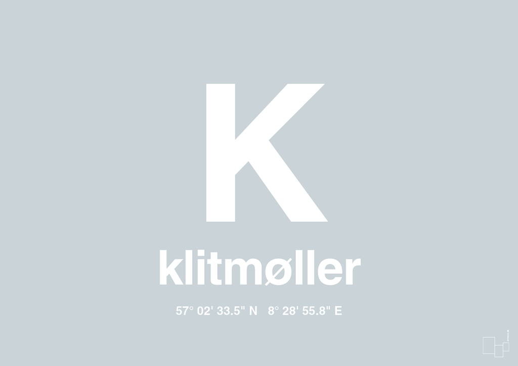 plakat: byplakat klitmøller med koordinater - light drizzle-Byer-A1two3