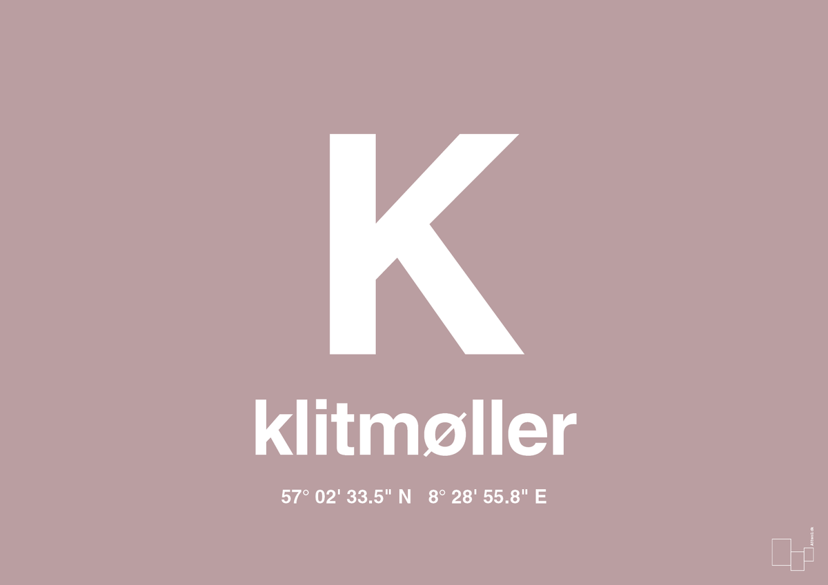 plakat: byplakat klitmøller med koordinater - light rose-Byer-A1two3