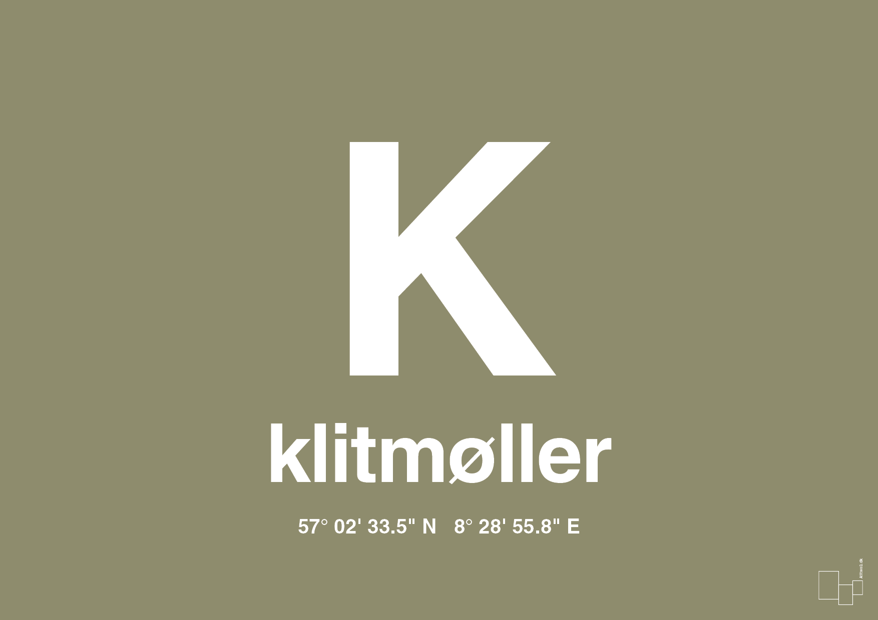 plakat: byplakat klitmøller med koordinater - misty forrest-Byer-A1two3