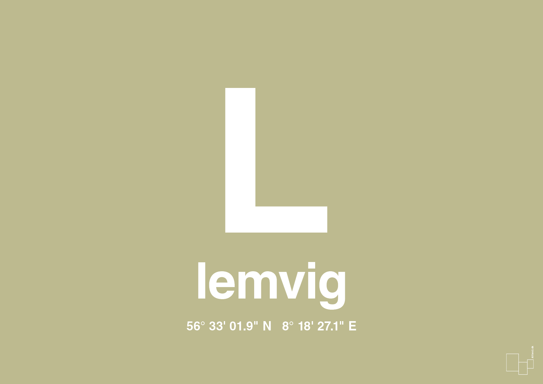 plakat: byplakat lemvig med koordinater - back to nature-Byer-A1two3