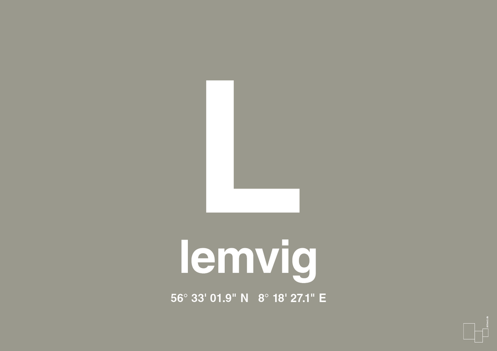 plakat: byplakat lemvig med koordinater - battleship gray-Byer-A1two3