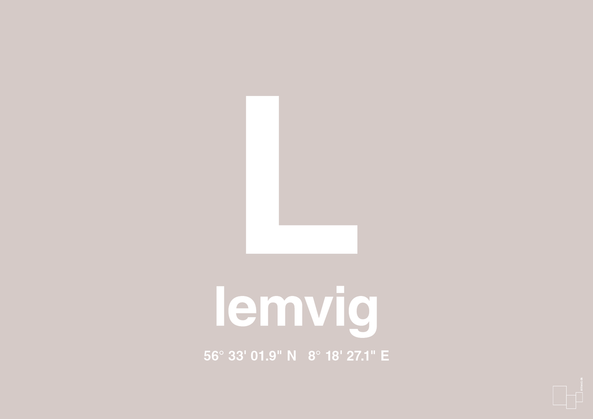 plakat: byplakat lemvig med koordinater - broken beige-Byer-A1two3