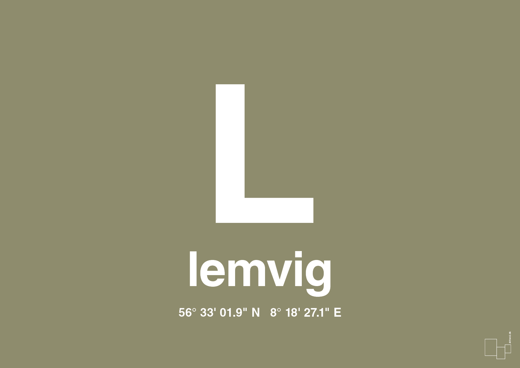 plakat: byplakat lemvig med koordinater - misty forrest-Byer-A1two3