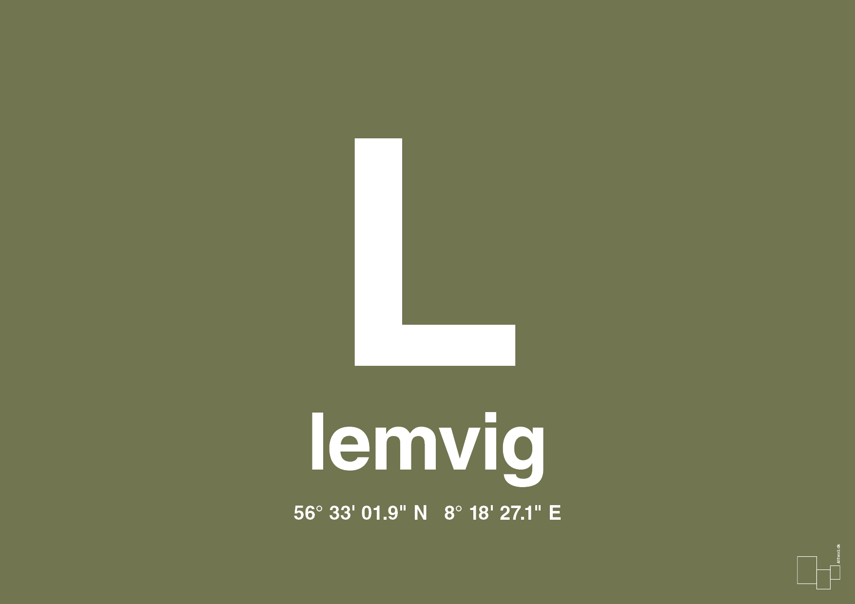 plakat: byplakat lemvig med koordinater - secret meadow-Byer-A1two3