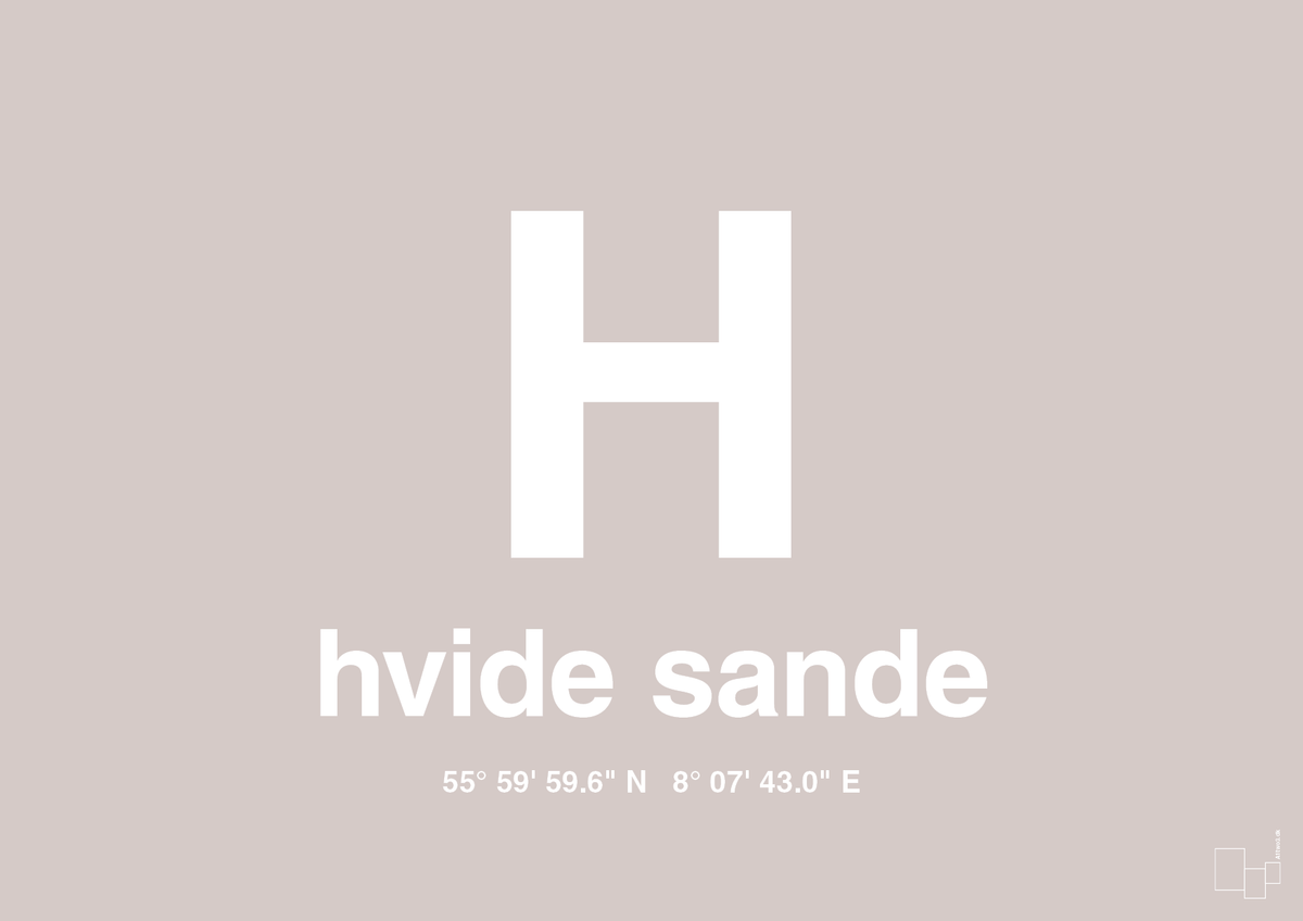 plakat: byplakat hvide sande med koordinater - broken beige-Byer-A1two3