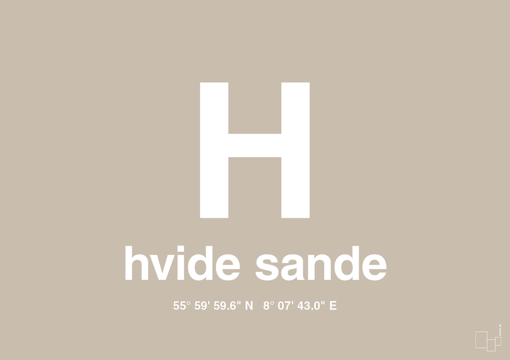 plakat: byplakat hvide sande med koordinater - creamy mushroom-Byer-A1two3