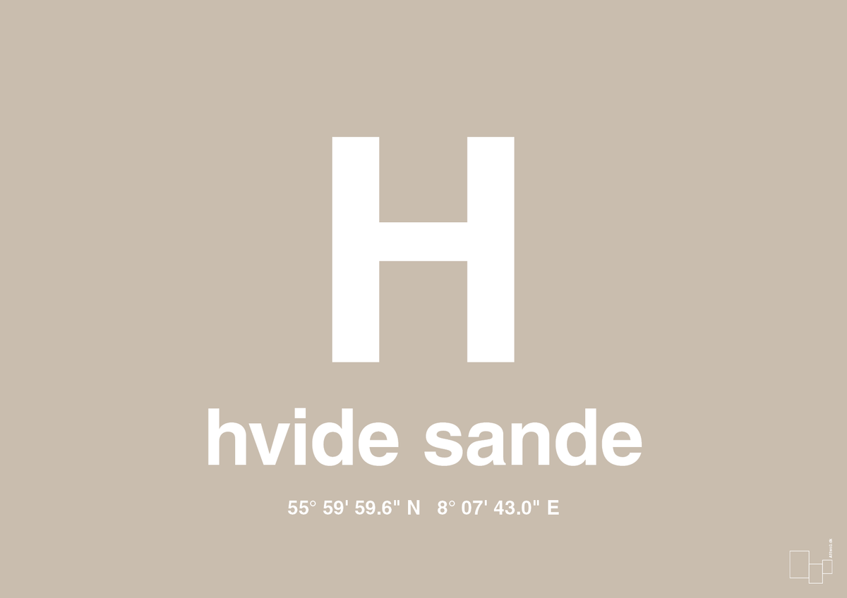 plakat: byplakat hvide sande med koordinater - creamy mushroom-Byer-A1two3