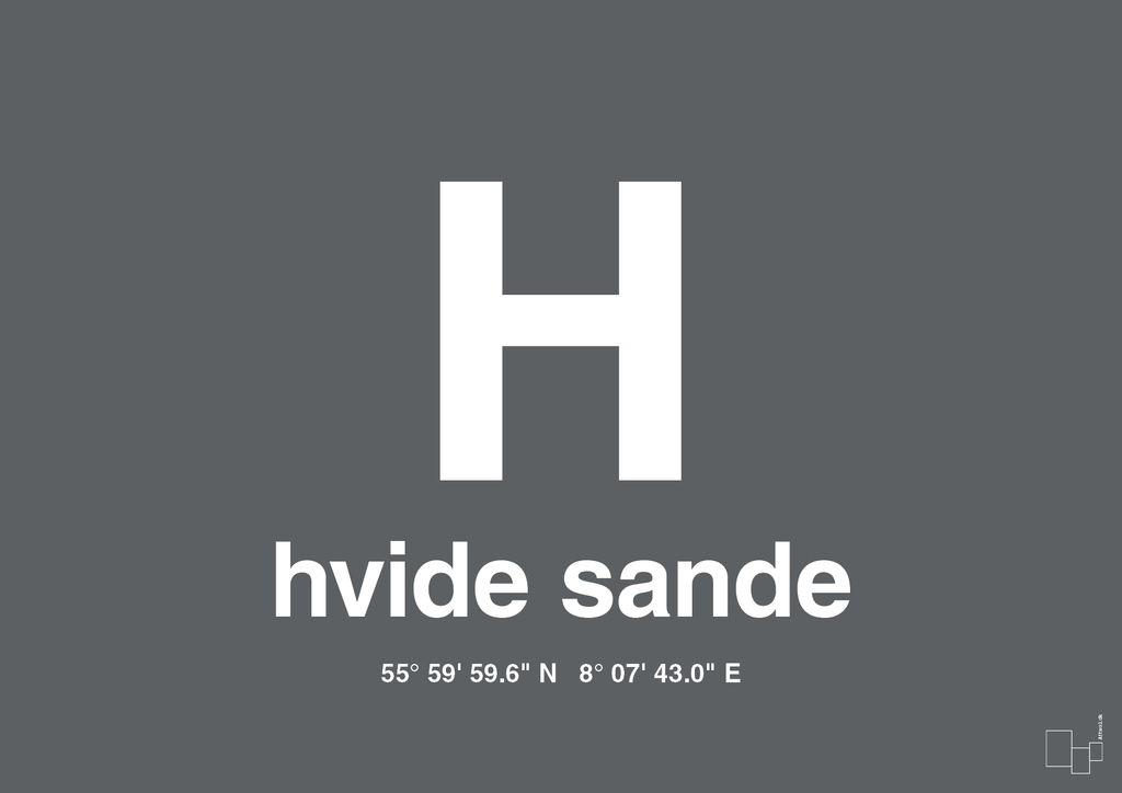 plakat: byplakat hvide sande med koordinater - graphic charcoal-Byer-A1two3