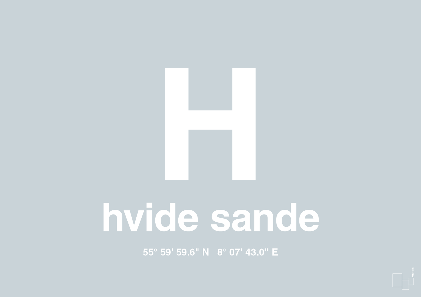 plakat: byplakat hvide sande med koordinater - light drizzle-Byer-A1two3