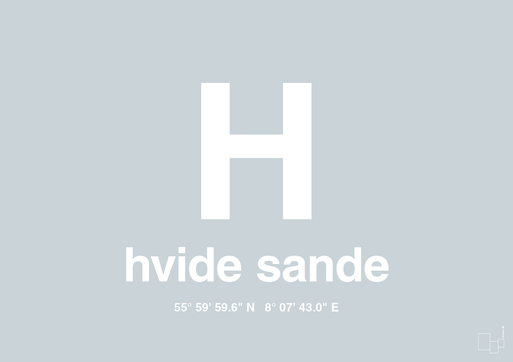 plakat: byplakat hvide sande med koordinater - light drizzle-Byer-A1two3