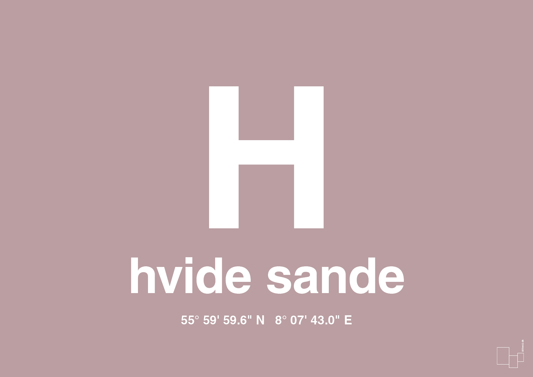 plakat: byplakat hvide sande med koordinater - light rose-Byer-A1two3