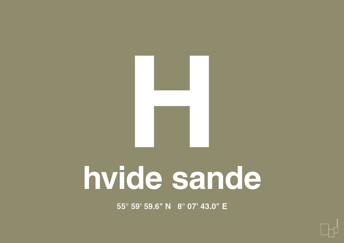 plakat: byplakat hvide sande med koordinater - misty forrest-Byer-A1two3