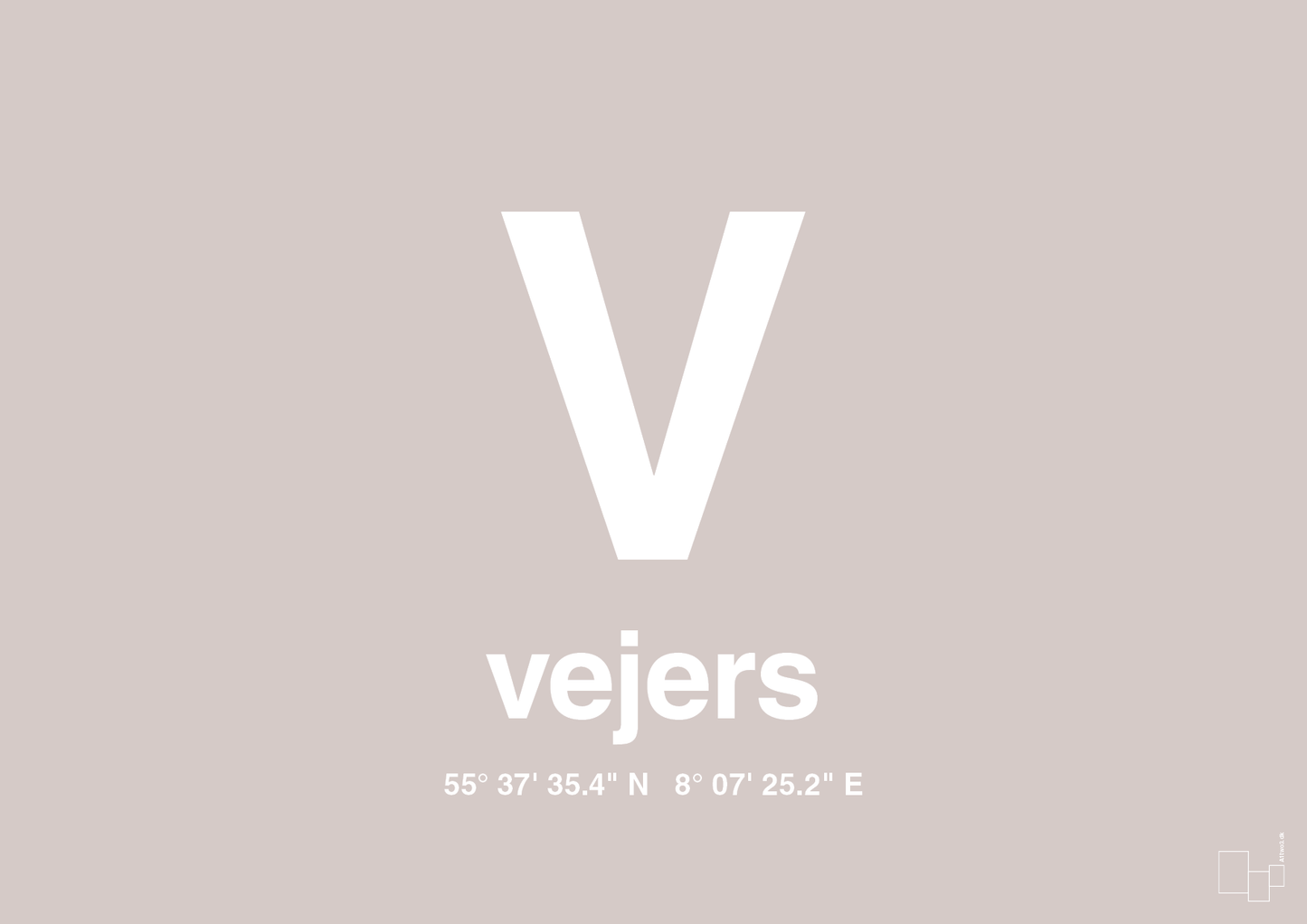plakat: byplakat vejers med koordinater - broken beige-Byer-A1two3