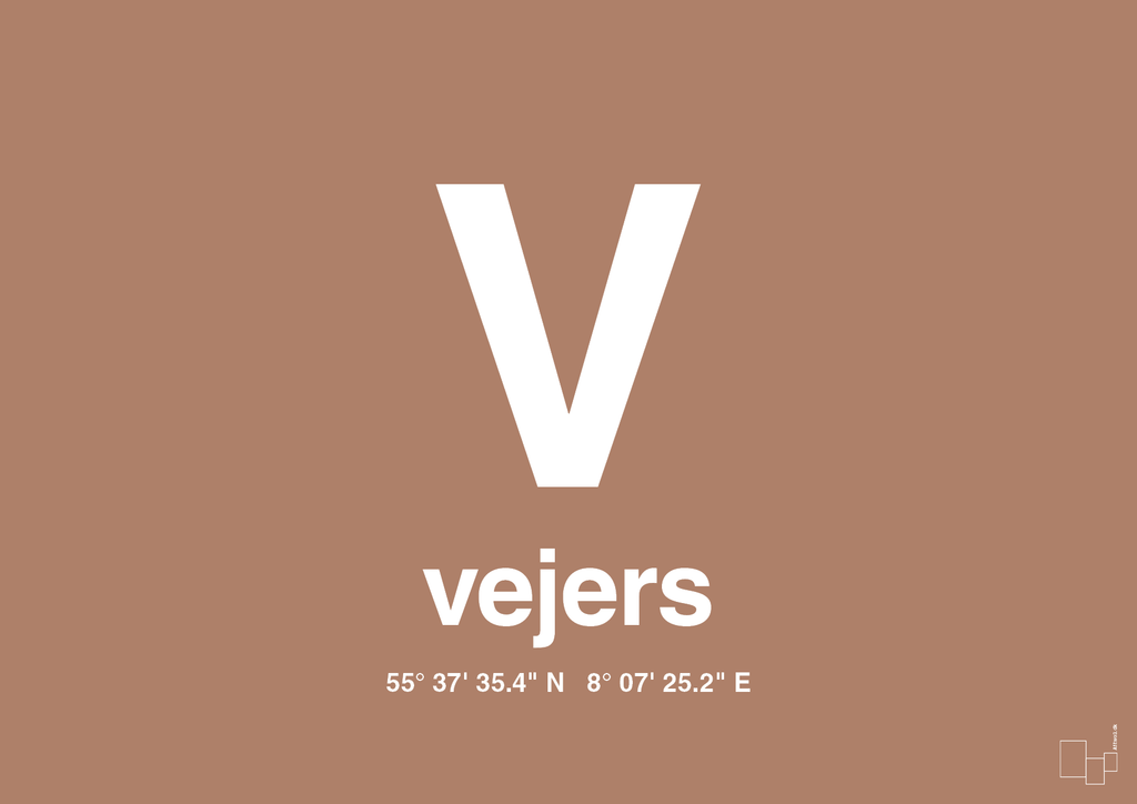 plakat: byplakat vejers med koordinater - cider spice-Byer-A1two3