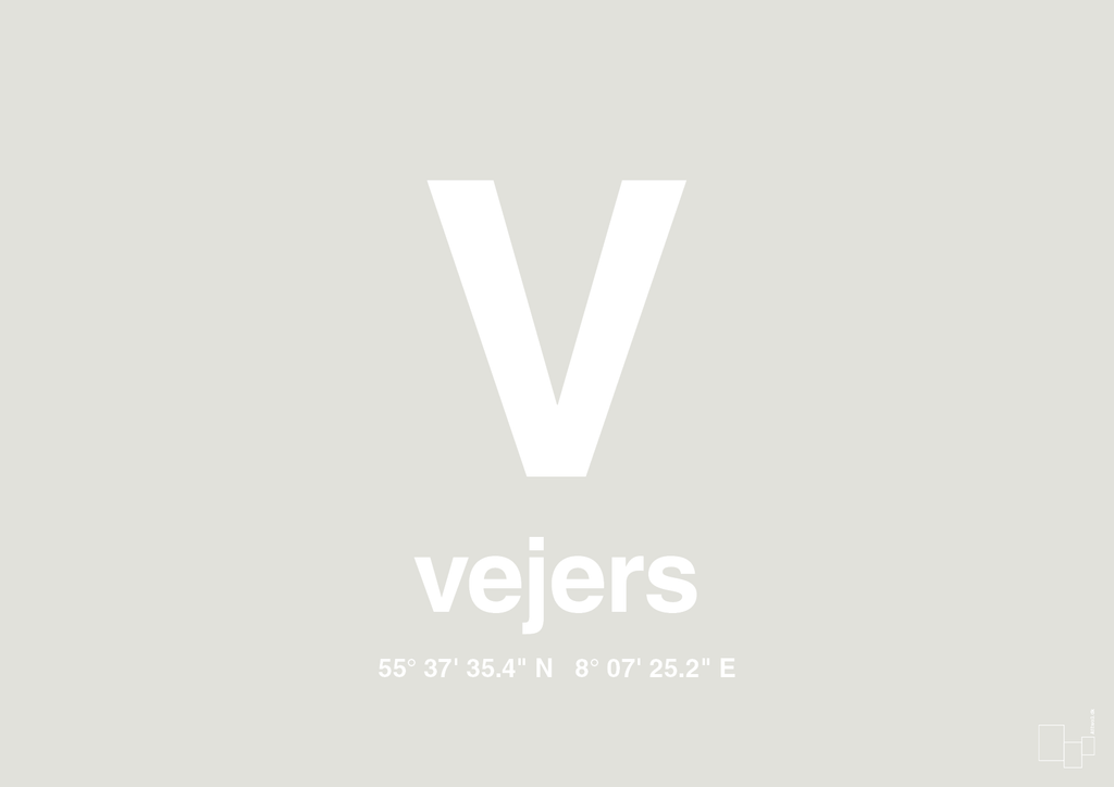 plakat: byplakat vejers med koordinater - painters white-Byer-A1two3