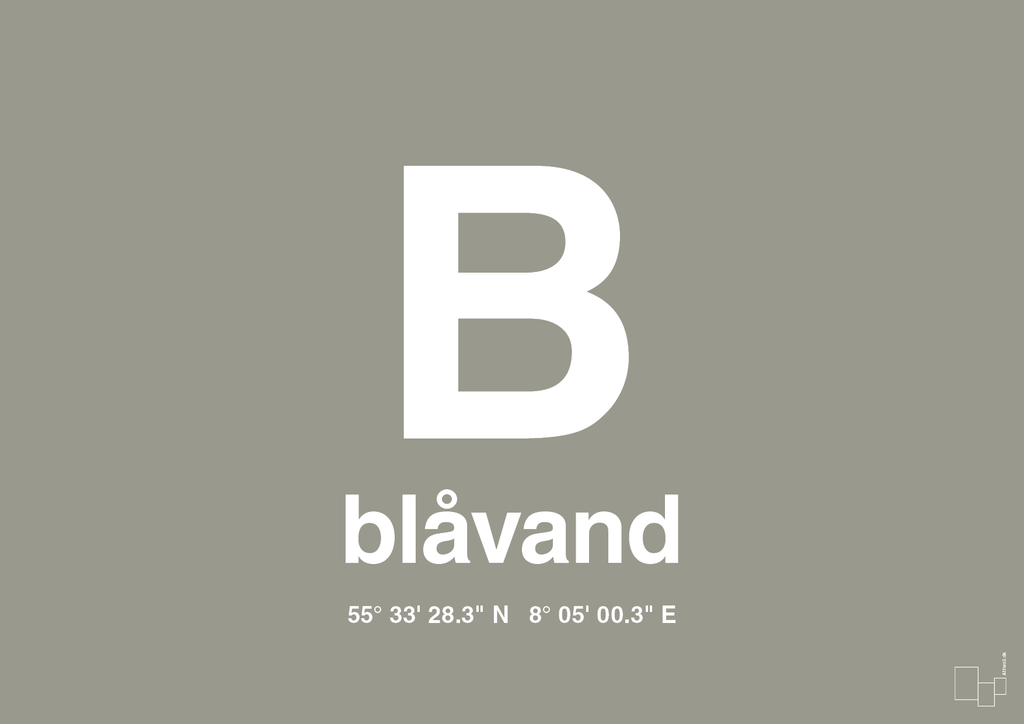 plakat: byplakat blåvand med koordinater - battleship gray-Byer-A1two3