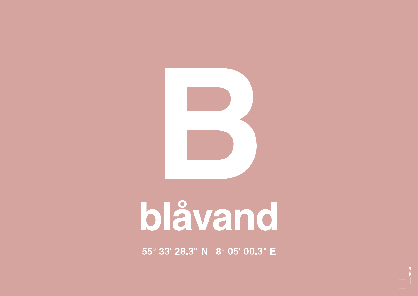 plakat: byplakat blåvand med koordinater - bubble shell-Byer-A1two3