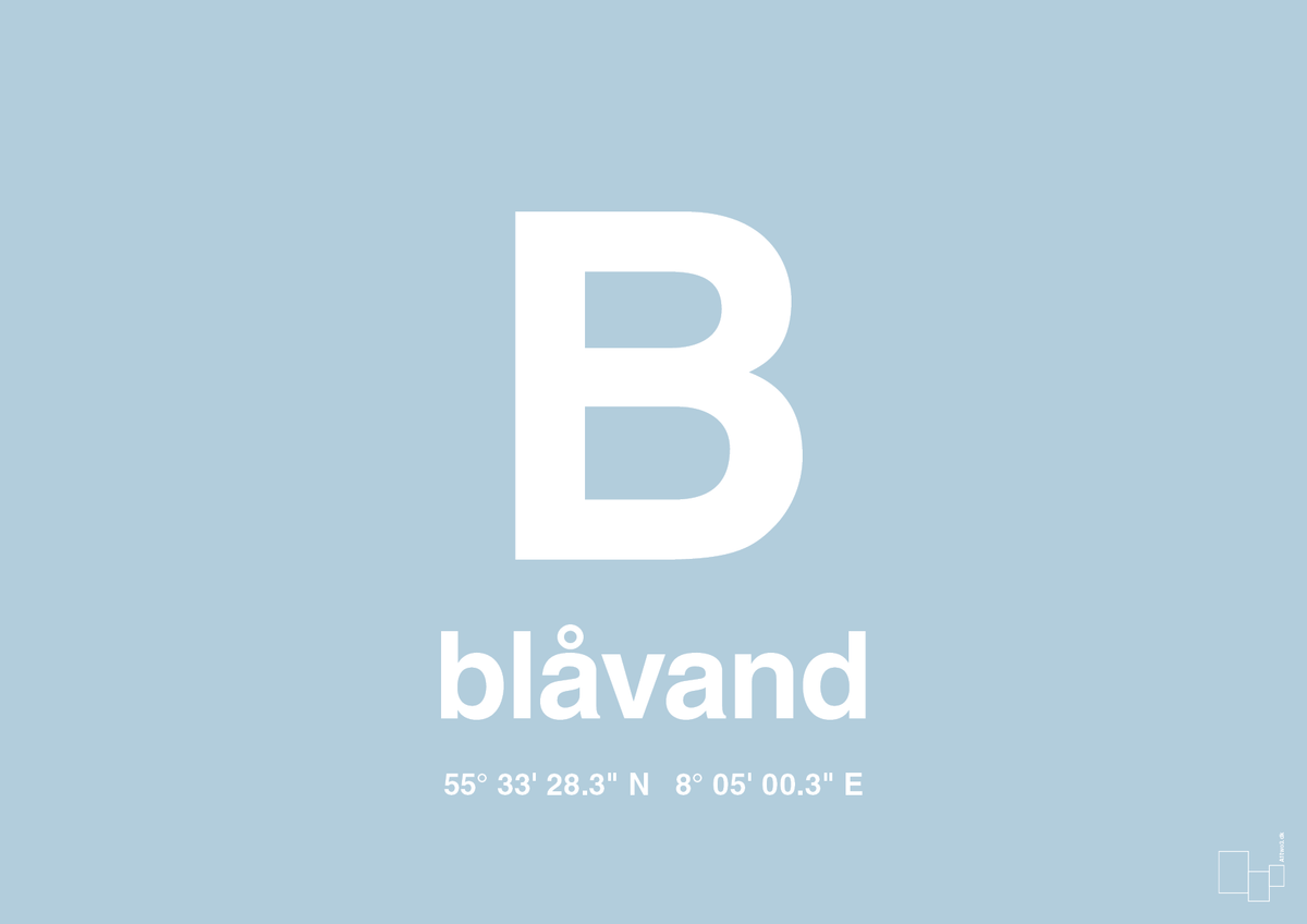 plakat: byplakat blåvand med koordinater - heavenly blue-Byer-A1two3