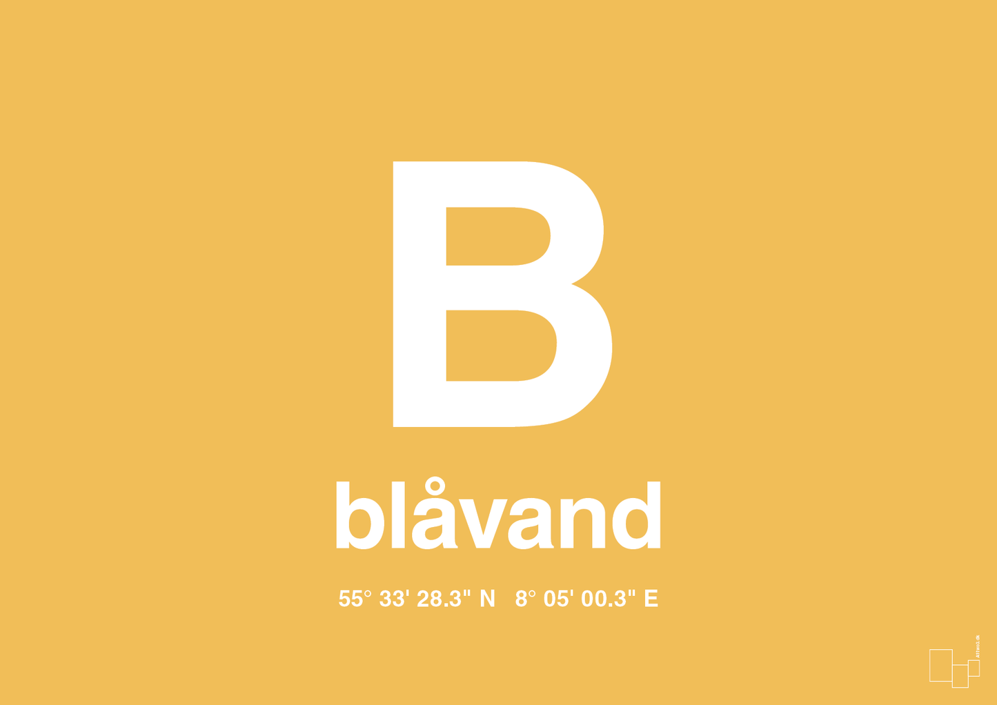 plakat: byplakat blåvand med koordinater - honeycomb-Byer-A1two3