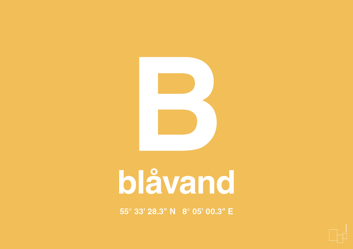 plakat: byplakat blåvand med koordinater - honeycomb-Byer-A1two3