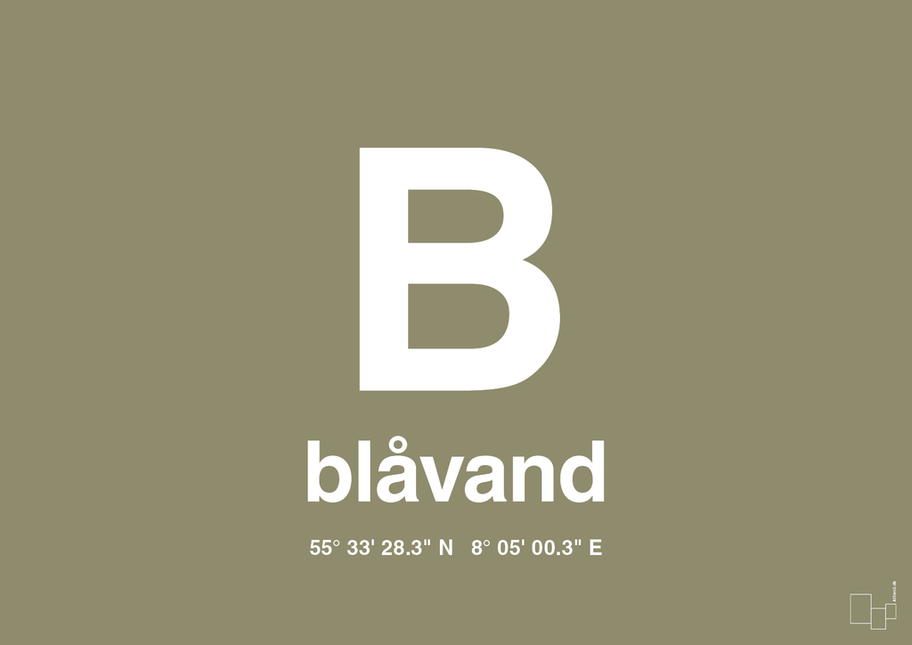 plakat: byplakat blåvand med koordinater - misty forrest-Byer-A1two3