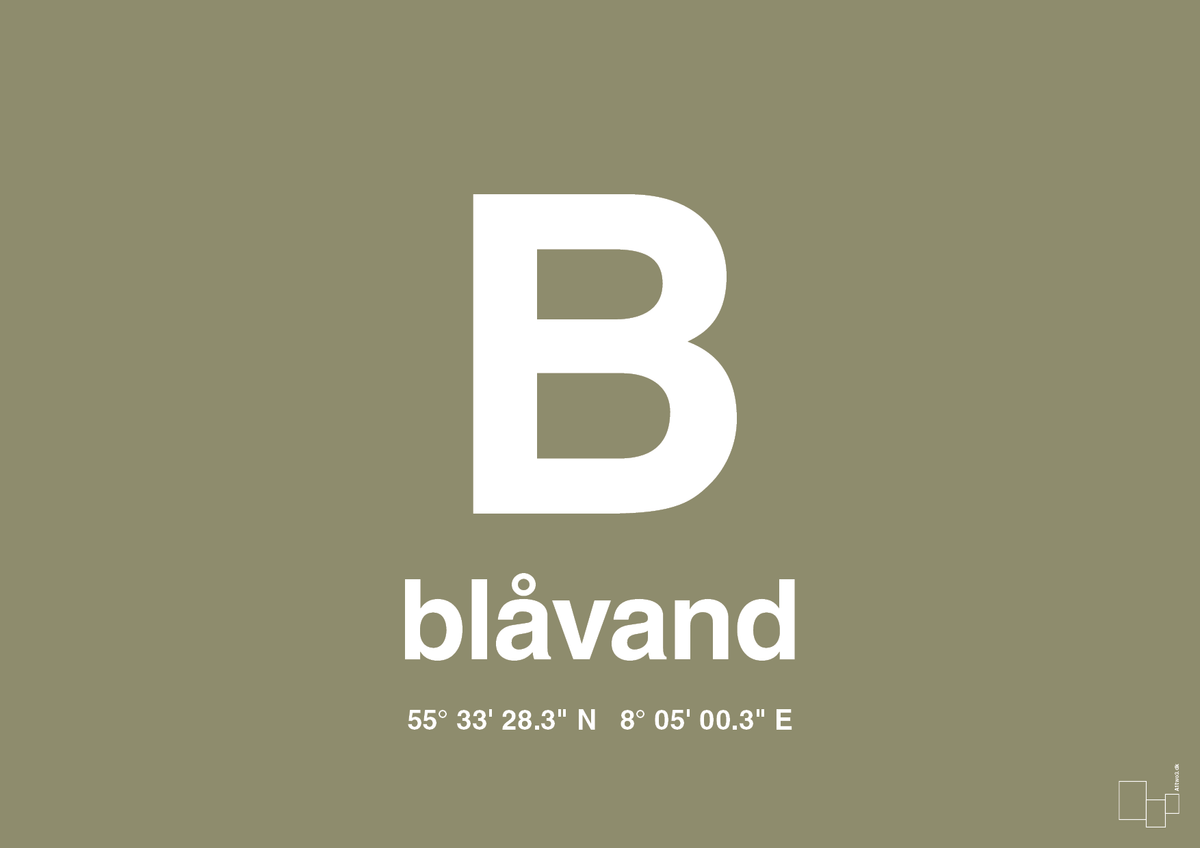 plakat: byplakat blåvand med koordinater - misty forrest-Byer-A1two3