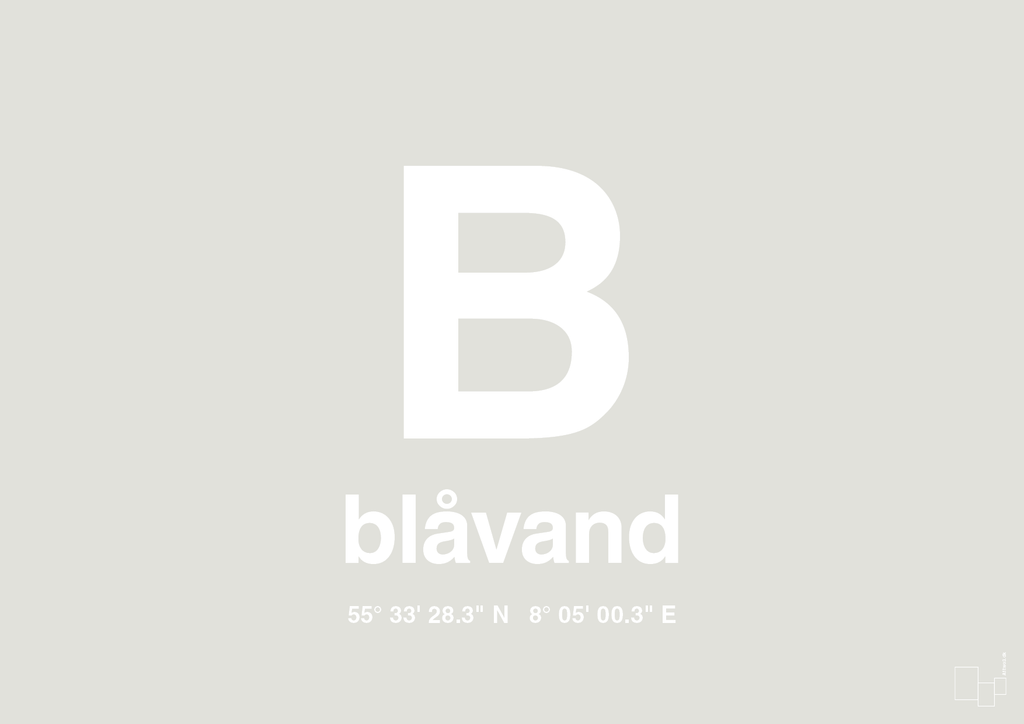 plakat: byplakat blåvand med koordinater - painters white-Byer-A1two3