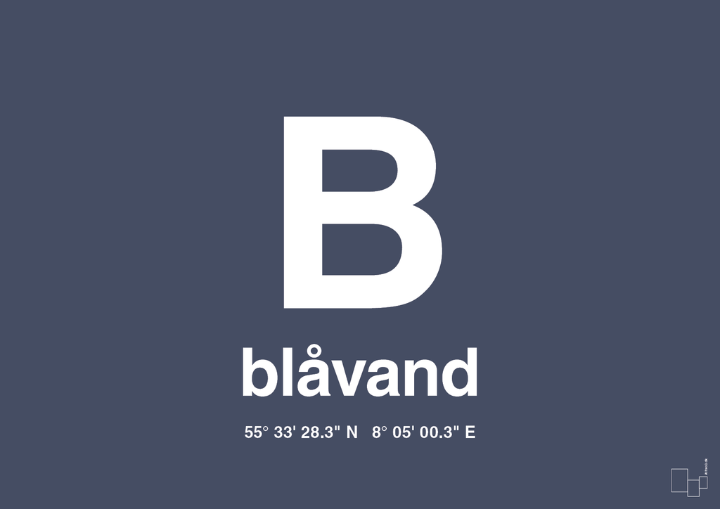Byplakat blåvand med koordinater - petrol-Byer-A1two3