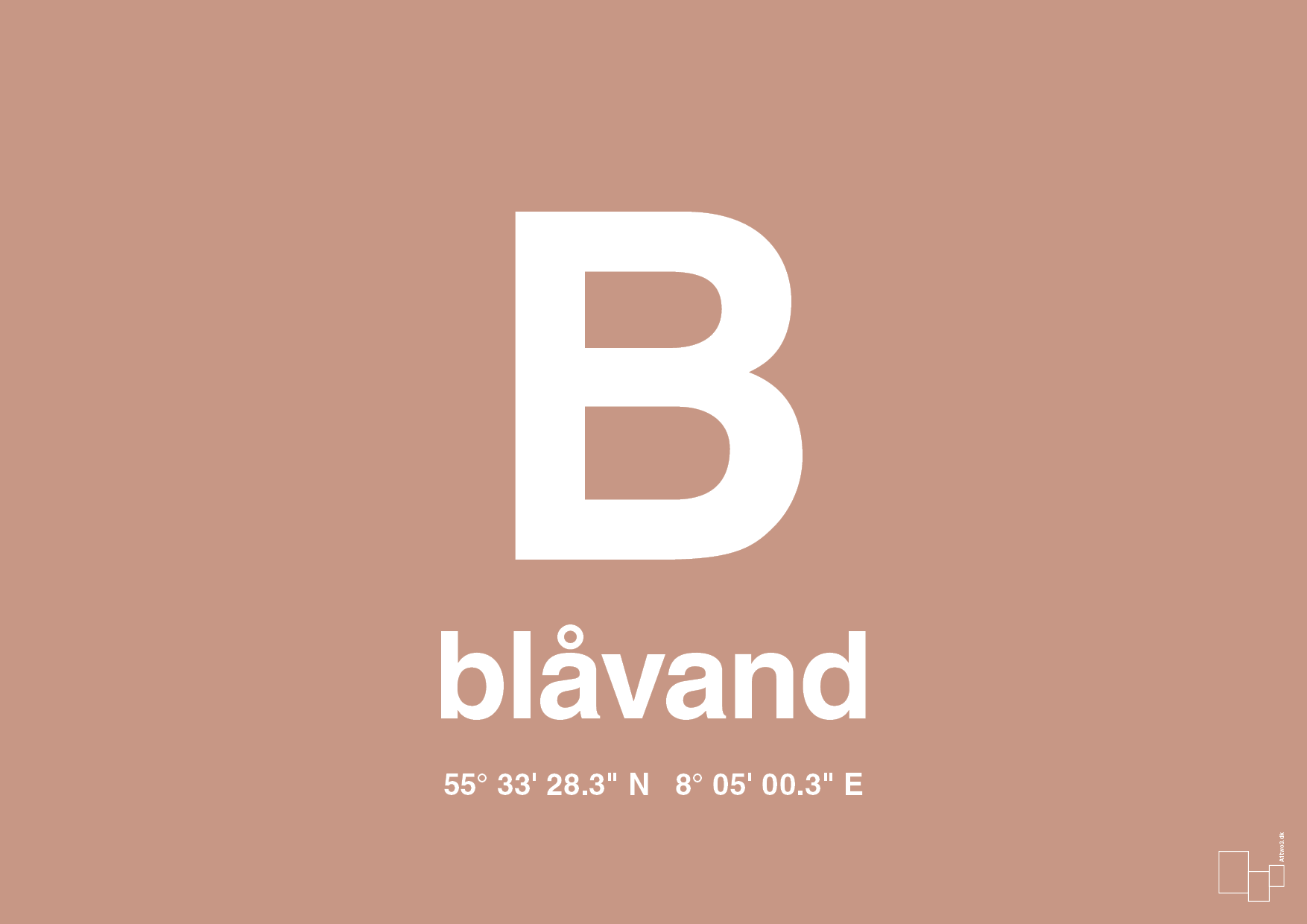 plakat: byplakat blåvand med koordinater - powder-Byer-A1two3