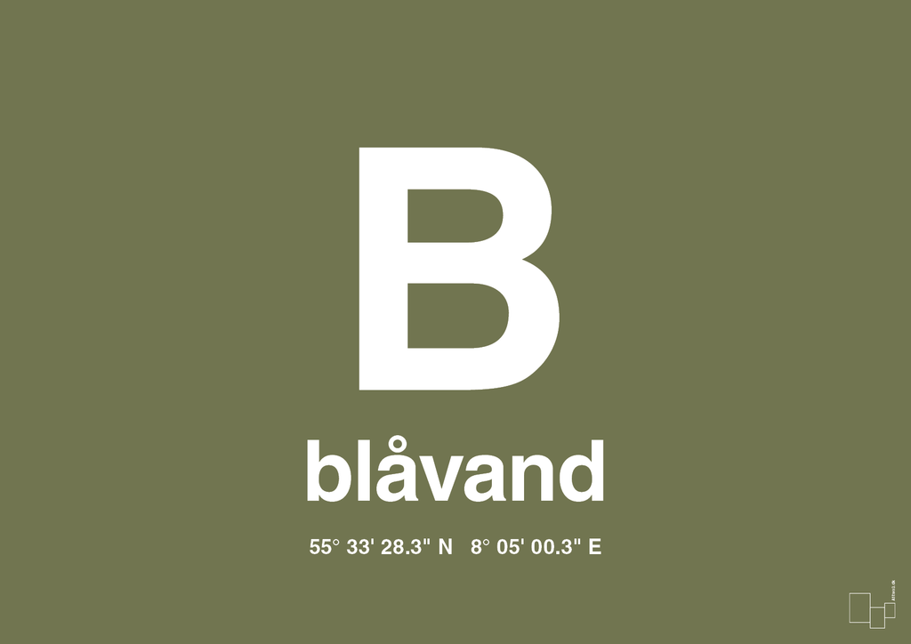 plakat: byplakat blåvand med koordinater - secret meadow-Byer-A1two3