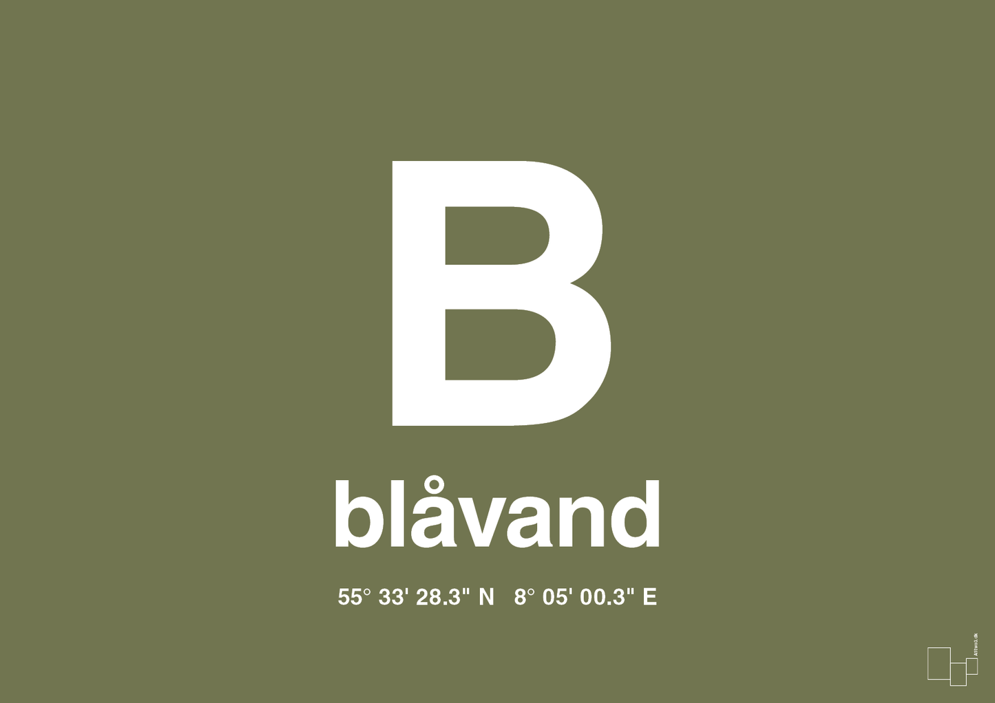 plakat: byplakat blåvand med koordinater - secret meadow-Byer-A1two3