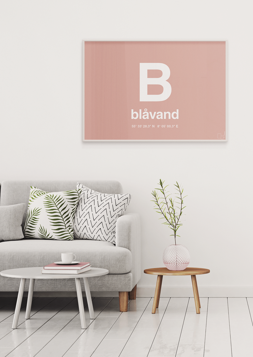 plakat: byplakat blåvand med koordinater - light drizzle-Byer-A1two3