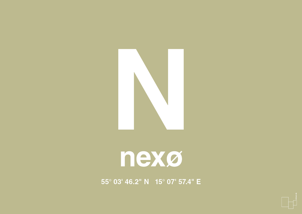 plakat: byplakat nexø med koordinater - back to nature-Byer-A1two3