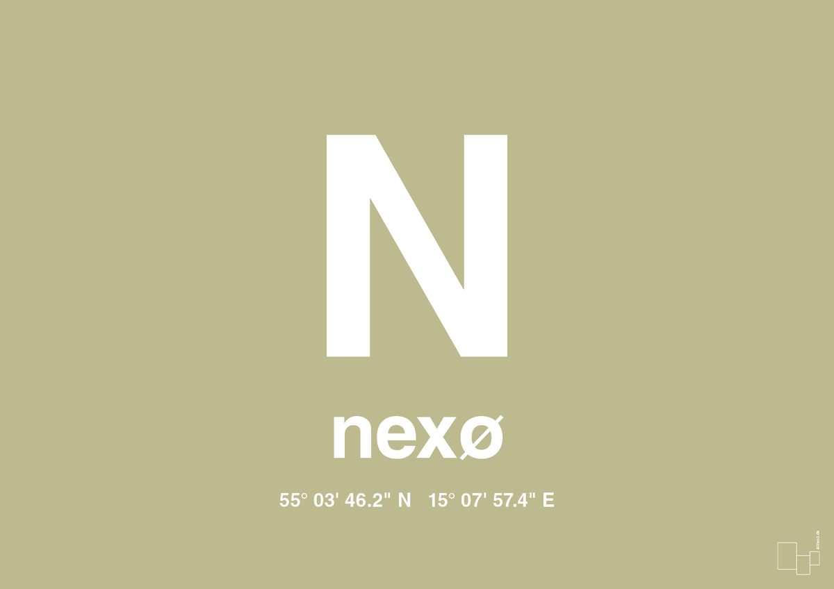 plakat: byplakat nexø med koordinater - back to nature-Byer-A1two3