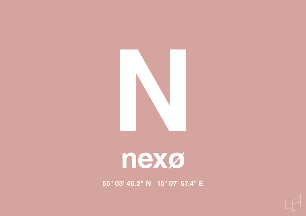 plakat: byplakat nexø med koordinater - bubble shell-Byer-A1two3