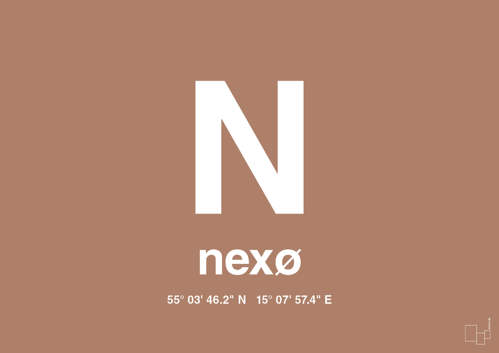 plakat: byplakat nexø med koordinater - cider spice-Byer-A1two3