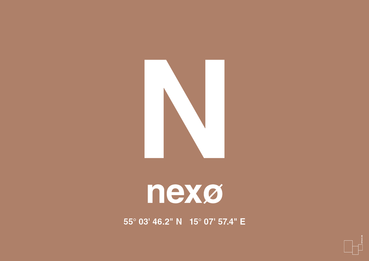 plakat: byplakat nexø med koordinater - cider spice-Byer-A1two3