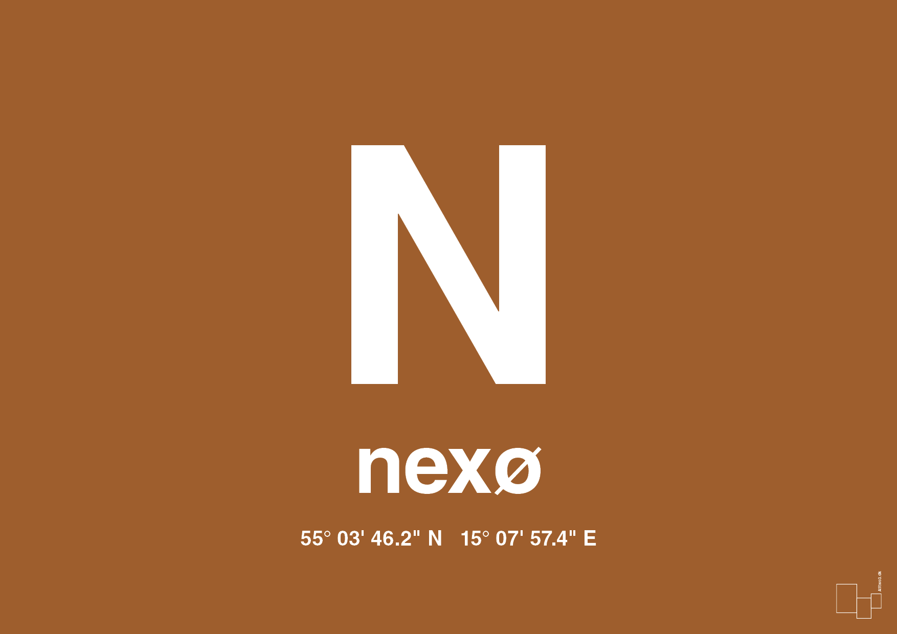 plakat: byplakat nexø med koordinater - cognac-Byer-A1two3