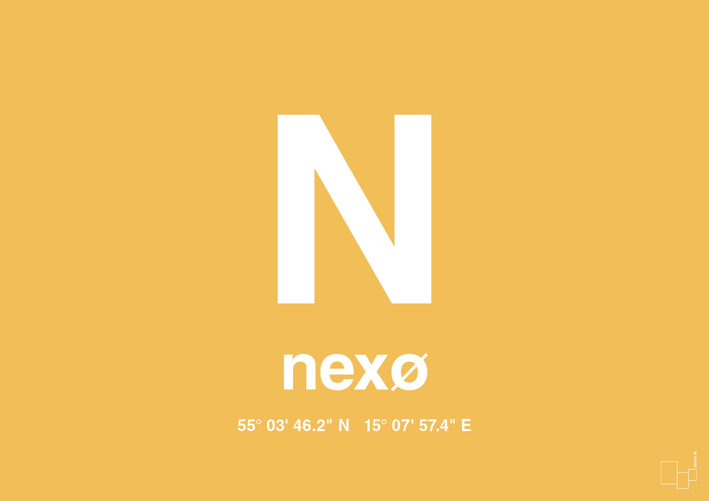 plakat: byplakat nexø med koordinater - honeycomb-Byer-A1two3