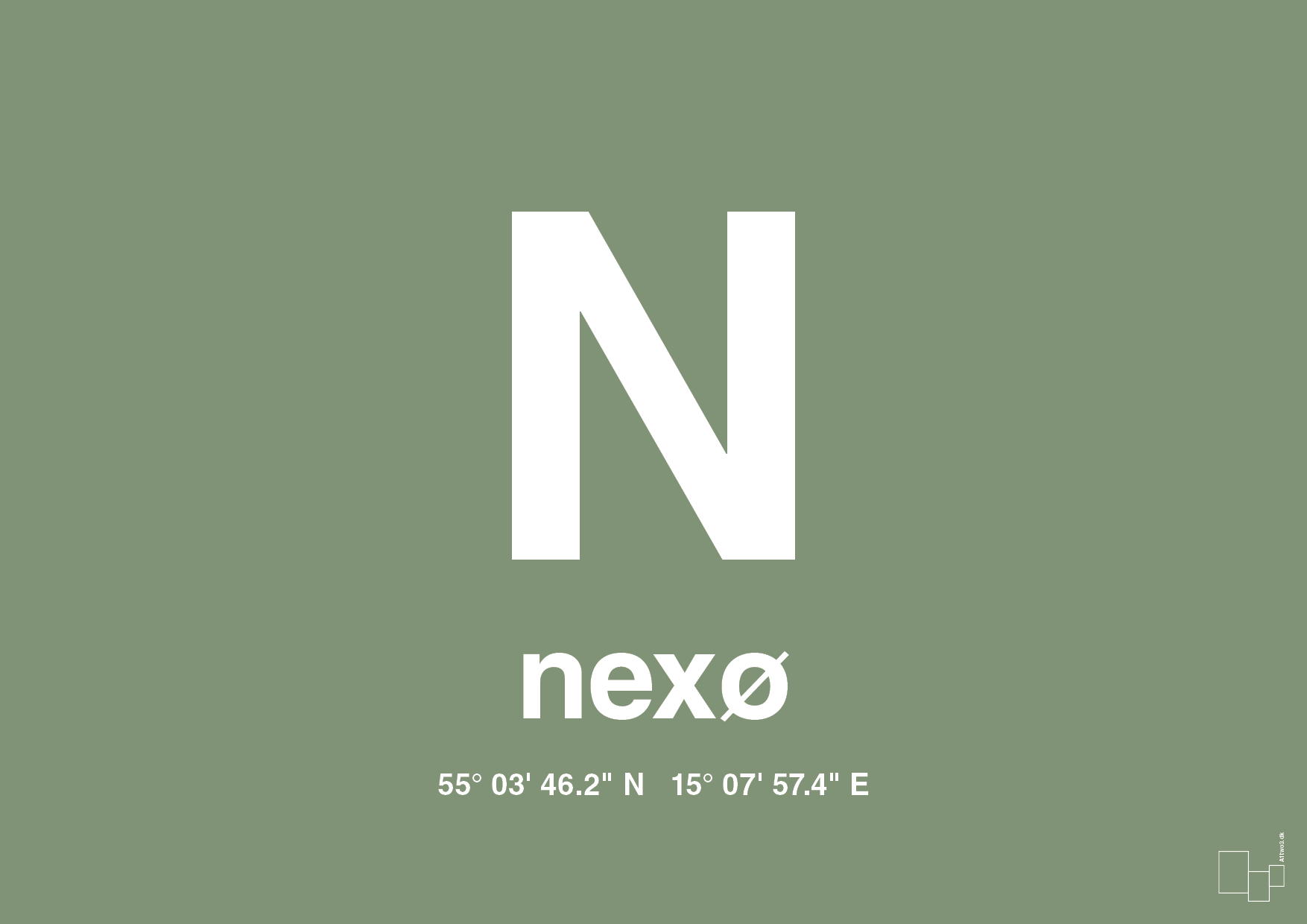 plakat: byplakat nexø med koordinater - jade-Byer-A1two3