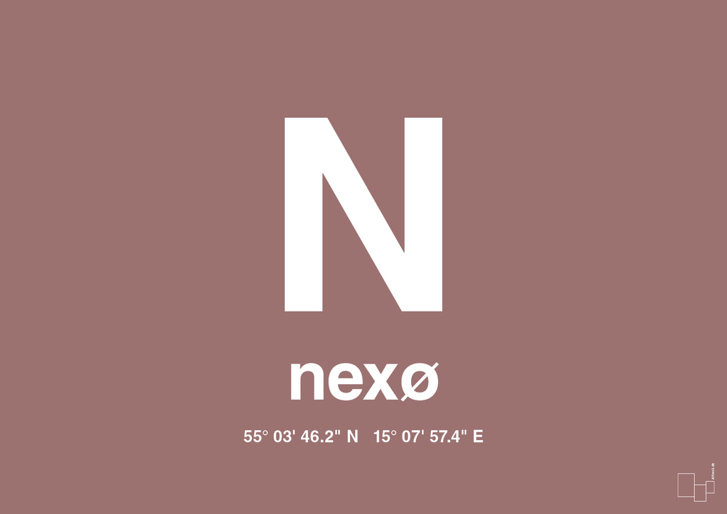 plakat: byplakat nexø med koordinater - plum-Byer-A1two3