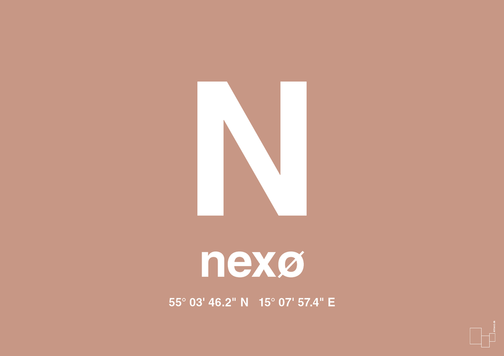 plakat: byplakat nexø med koordinater - powder-Byer-A1two3