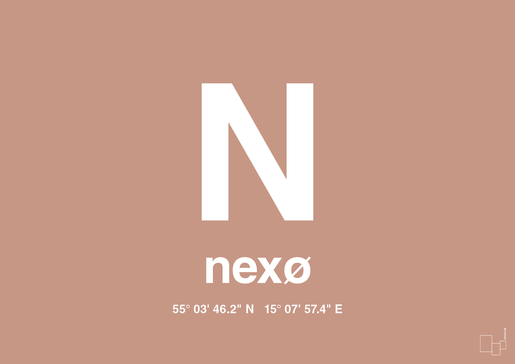 plakat: byplakat nexø med koordinater - powder-Byer-A1two3
