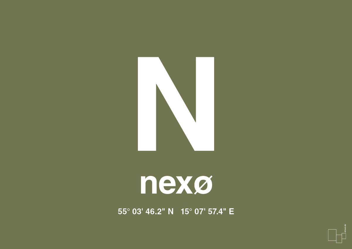 plakat: byplakat nexø med koordinater - secret meadow-Byer-A1two3