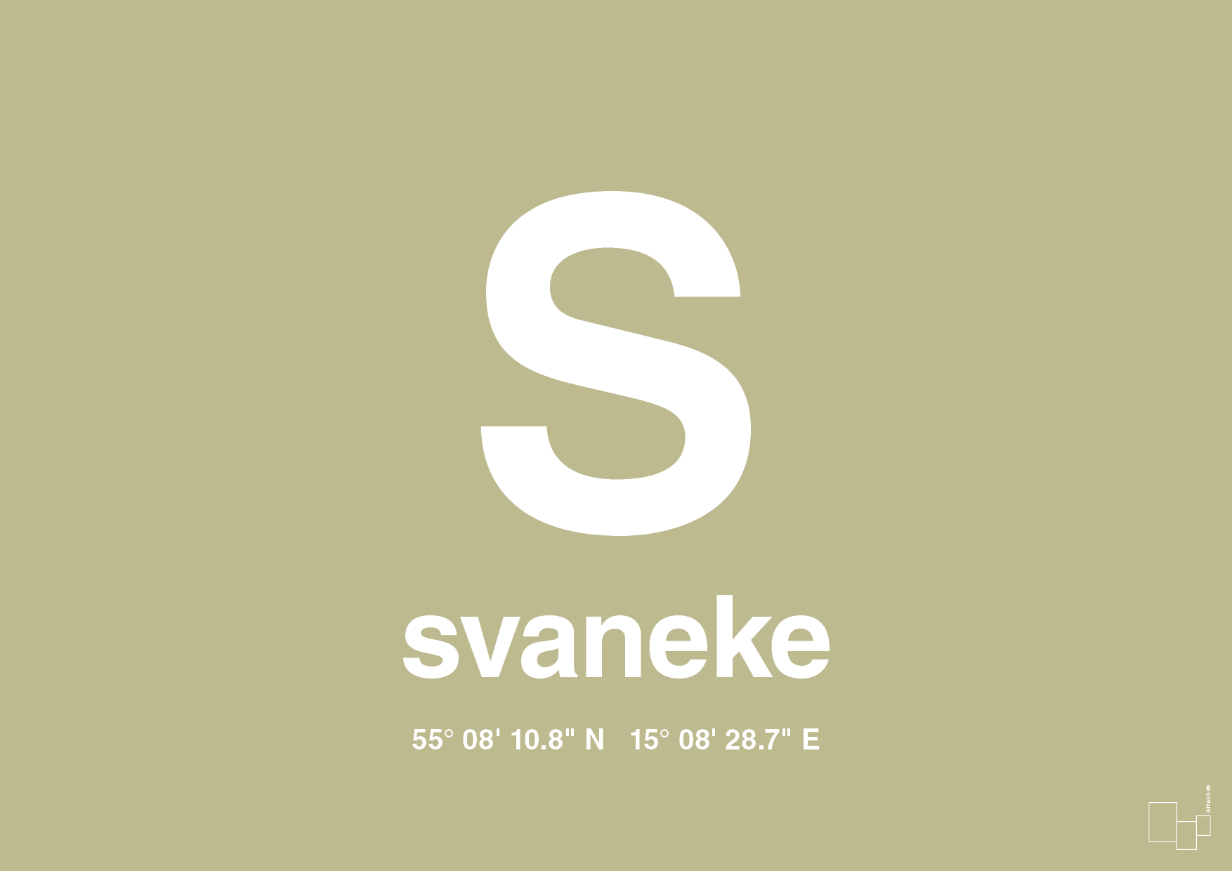 plakat: byplakat svaneke med koordinater - back to nature-Byer-A1two3