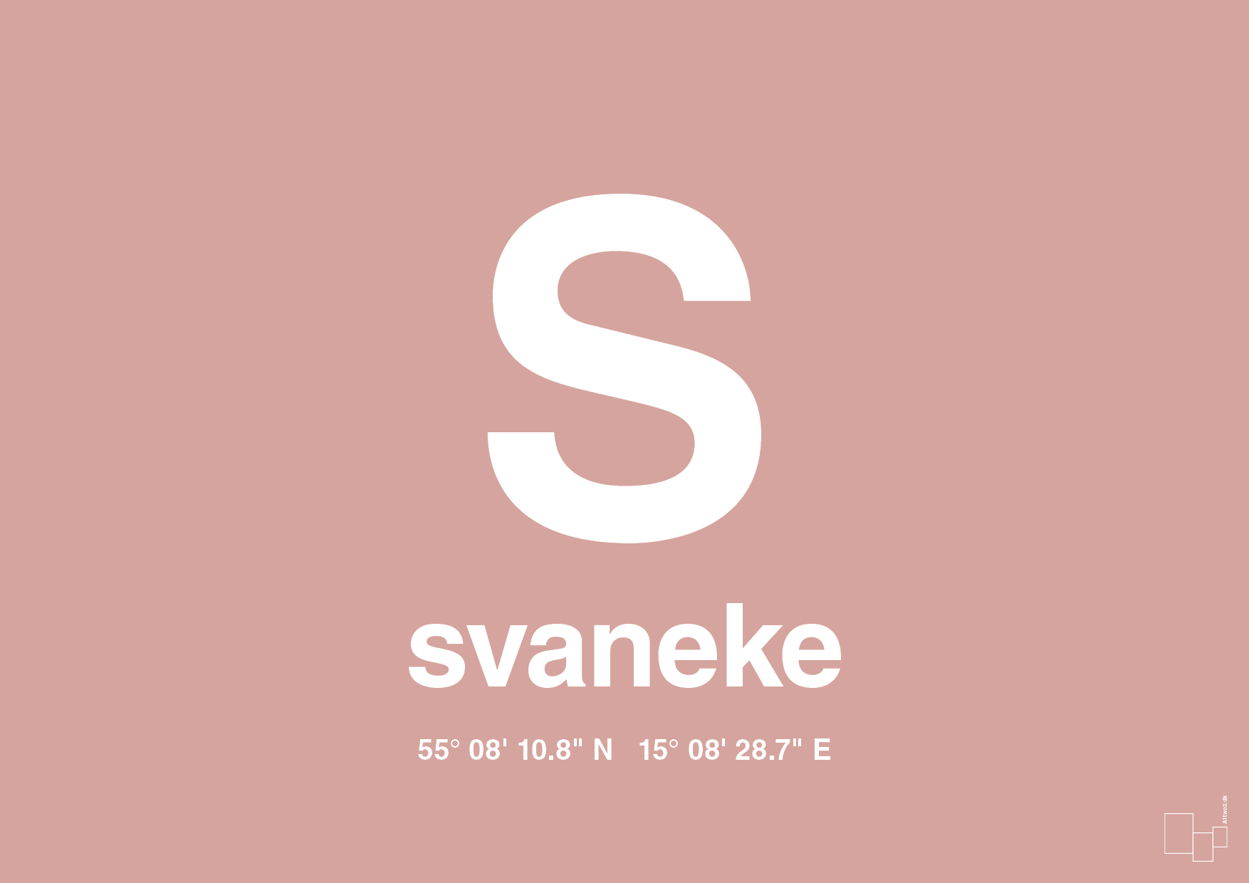 plakat: byplakat svaneke med koordinater - bubble shell-Byer-A1two3