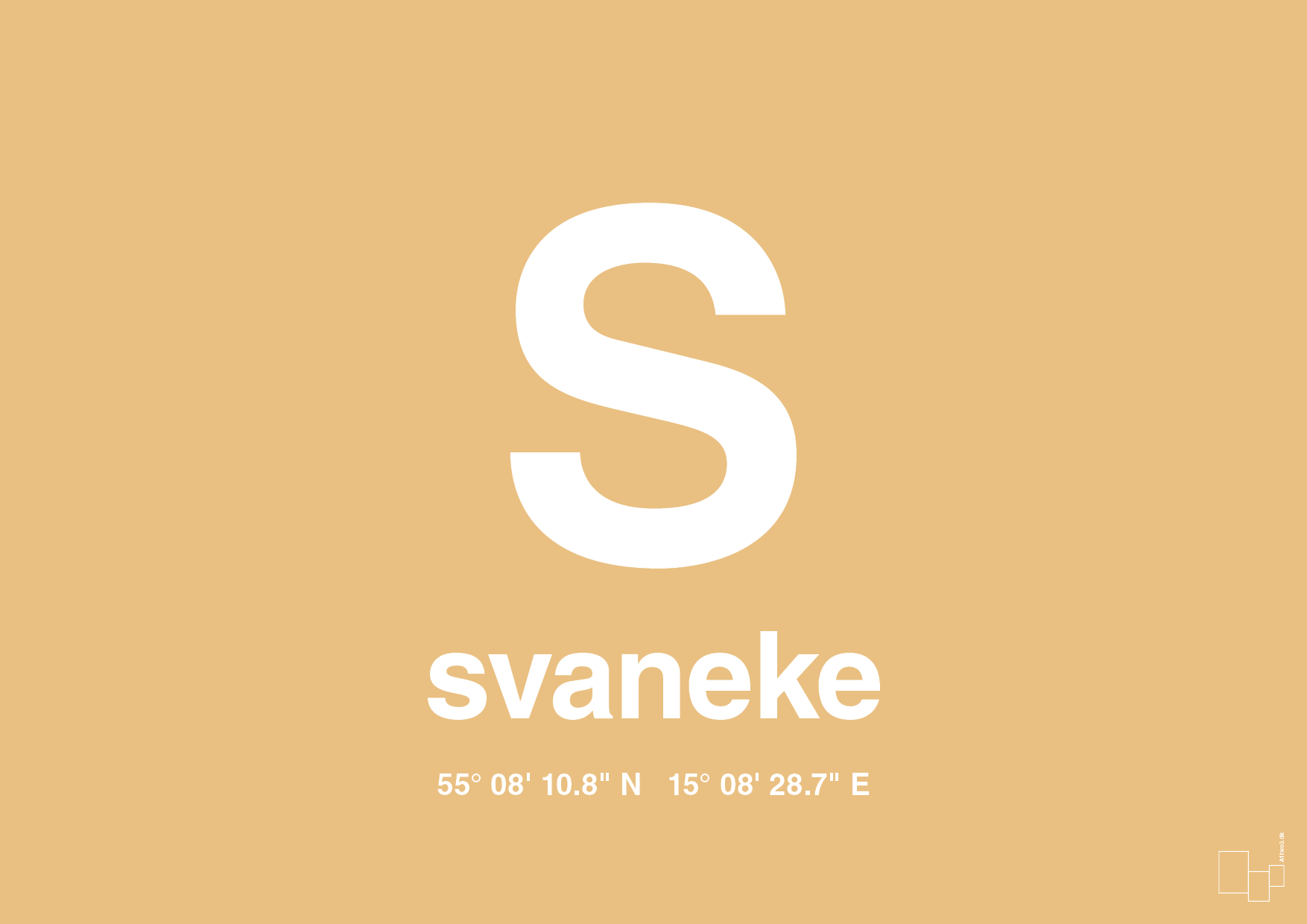 plakat: byplakat svaneke med koordinater - charismatic-Byer-A1two3