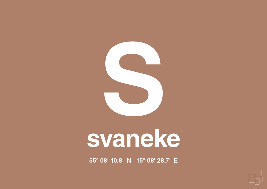 plakat: byplakat svaneke med koordinater - cider spice-Byer-A1two3