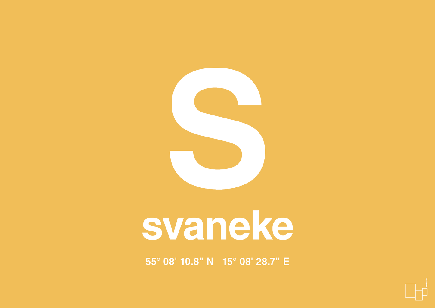 plakat: byplakat svaneke med koordinater - honeycomb-Byer-A1two3